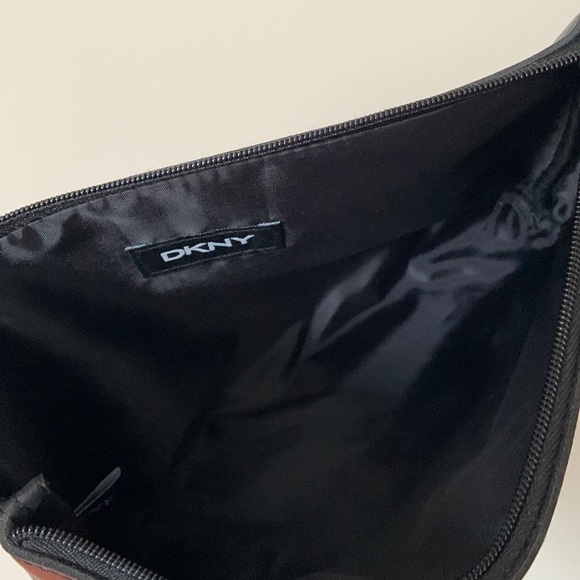 DKNY Clutch Black Vegan Leather Sparkly zipper Pouch with logo bag - Picture 6 of 6
